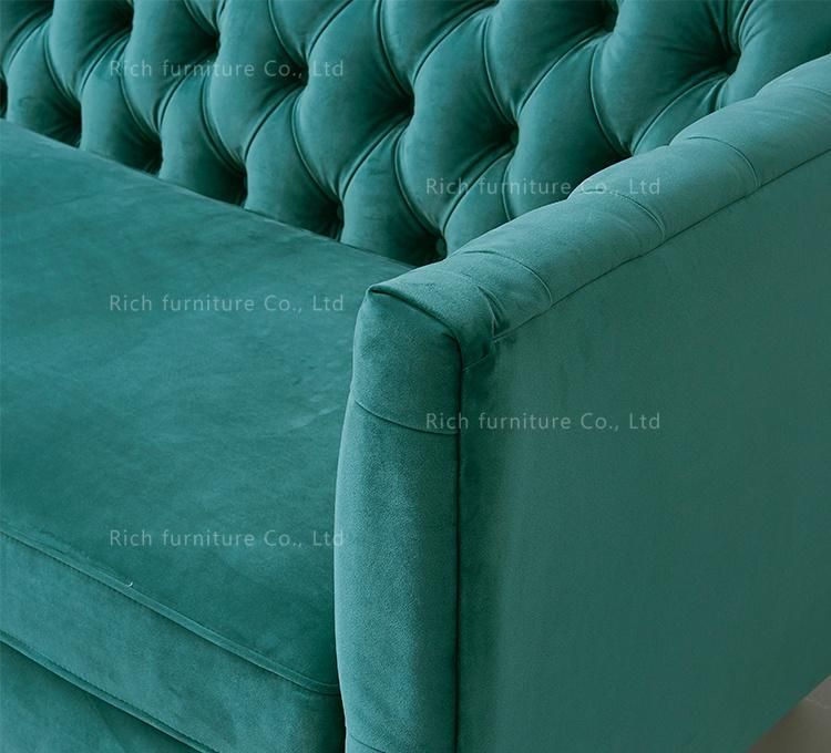 Green Fabric Couch Set Modern Design I Shape Sofa for Sale