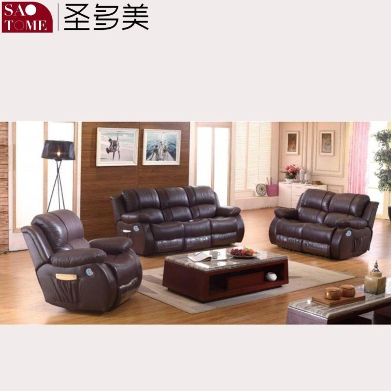 Modern Comfortable Double Armrest Single Seat Leather Retractable Functional Sofa