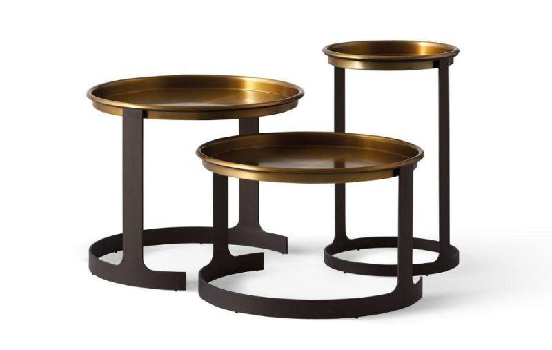 Modern Living Room Furniture Metal Iron Leg Gold Stainless Steel Top Center Round Sectional Coffee Side Table