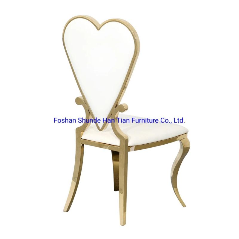 Gold Heart Design Stainless Steel Wedding Chair for Banquet Event Living Room