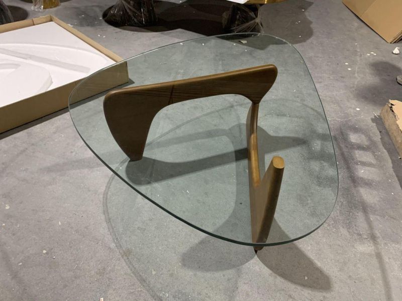 Designer Oak Wood Base, Glass Top Coffee Table