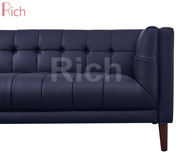 Cheap Contemporary Foshan Home Furniture Leather Upholstery Blue Couch Modern Sofa Set