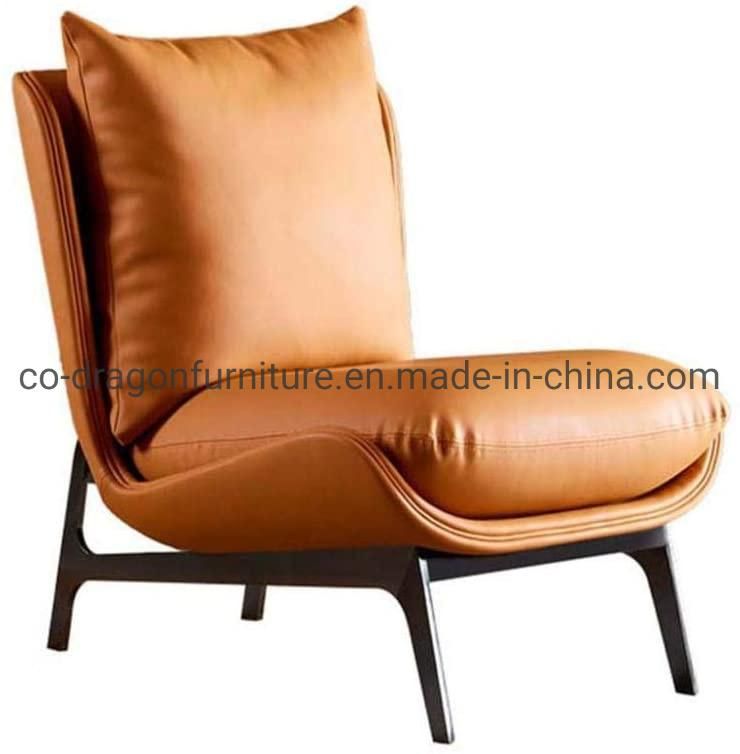 Modern Leather Leisure Chair with Metal Legs for Home Furniture