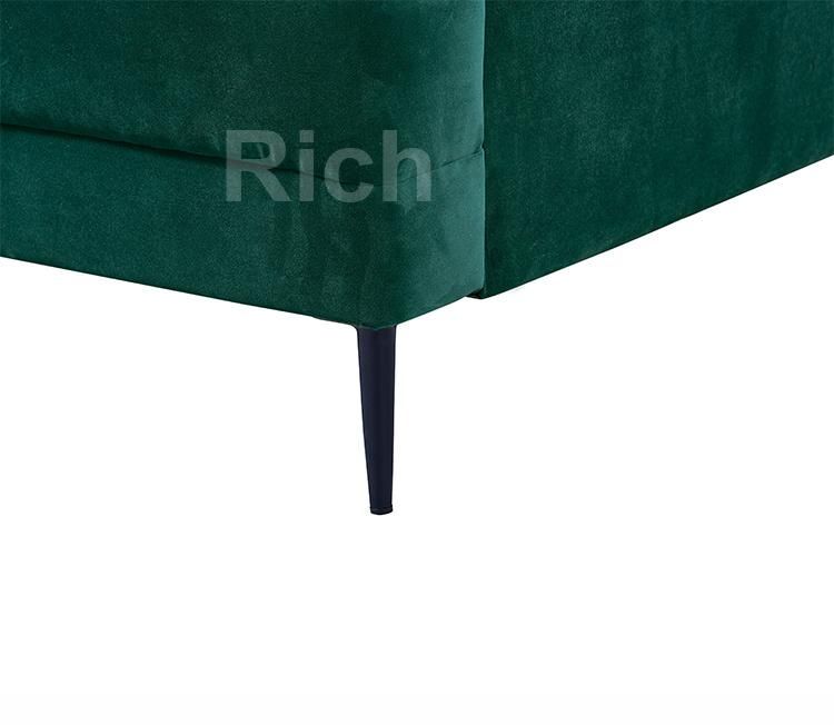 L Shaped Green Fabric Living Room Furniture Corner Sofa Set