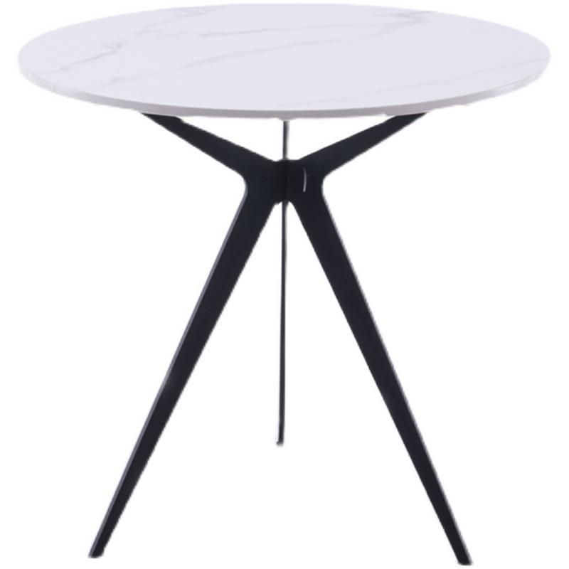 MDF Coffee Table Round Table Side Table with Metal Base and Wood Veneer