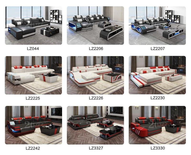 7-Colors Remote Control LED Living Room Home Sofa Furniture Set