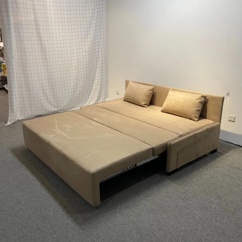 Brown Sofa Bed Dual-Use Removable and Washable Technology Cloth