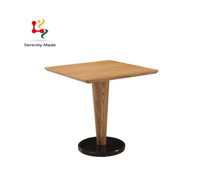 Modern Coffee Shop Furniture Round Wooden Frame Metal Base Dining Table