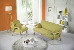 Japanese Concise Style Wooden Frame Leather Sofa