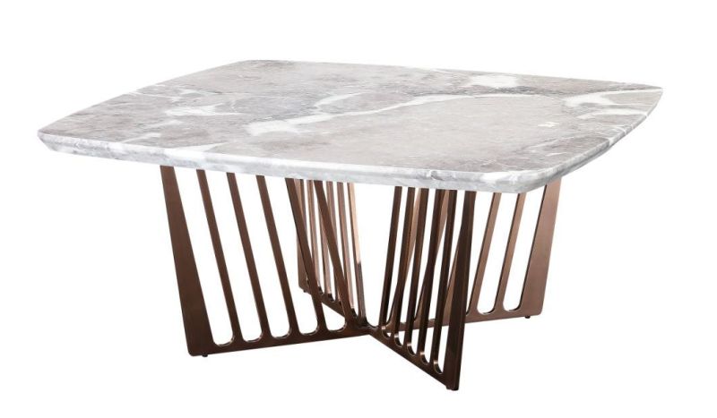 High Quality Luxury Home Furniture Living Room Center Table Hotel Metal Base Artificial Marble Top Villa Coffee Tea Table