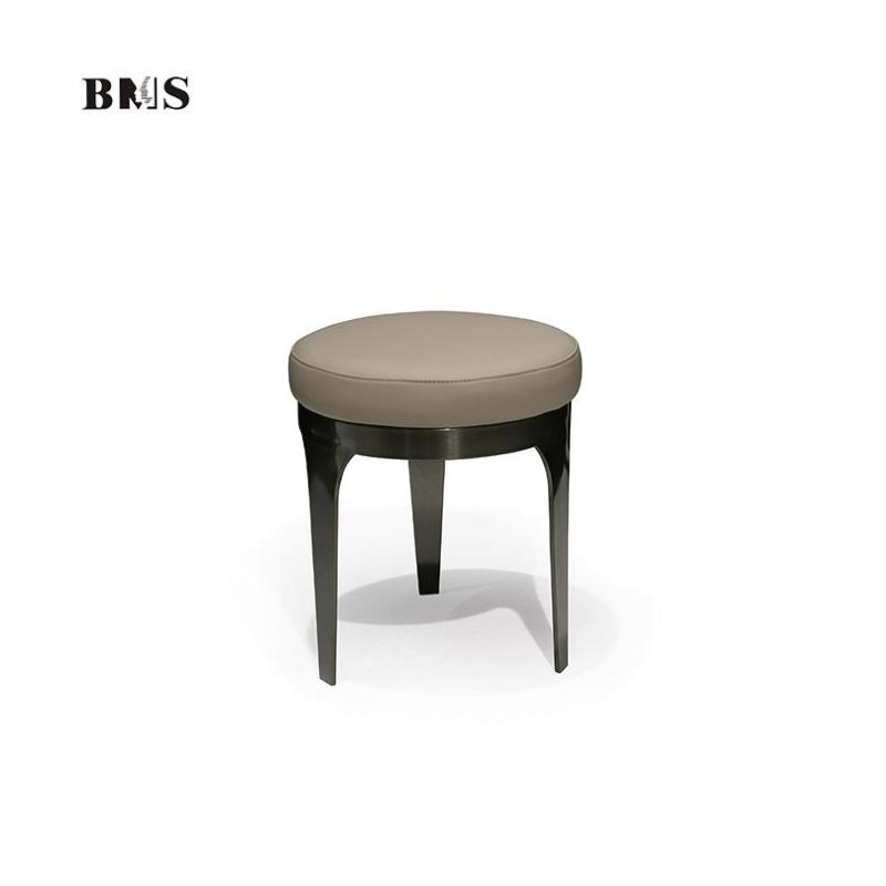 Luxury Household Furniture Full Leather Makeup High Round Dressing Stool