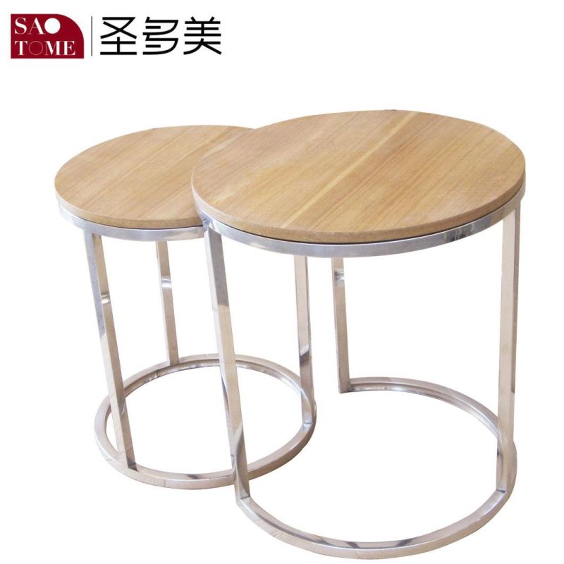 Modern Living Room Furniture Stainless Steel Black Glass Two Specifications Nest Table