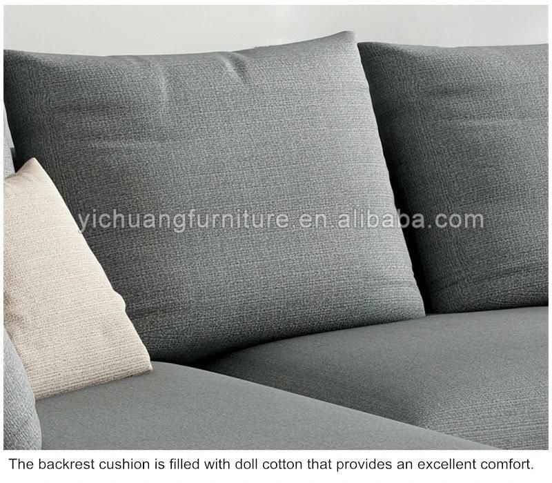 Home Furniture Modern Sofa Linen Fabric Gray Couch Living Room Furniture