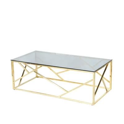 Custom Contemporary Ss Furniture Tempered Glass Top Modern Coffee Table