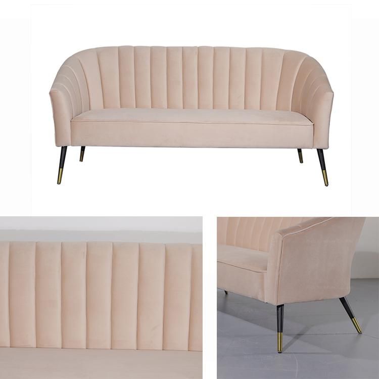 European Modern Beige Fabric Cloth Party Event Rental 3-Seater Wedding Sofa