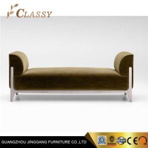 Bedroom Beside Ottoman Bench in Stainless Steel Base and Green Velvet