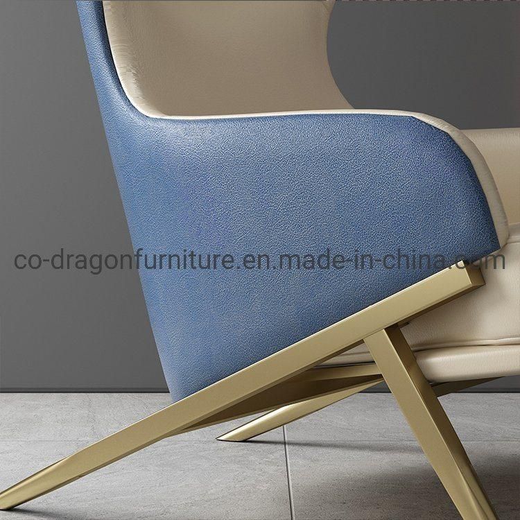 Luxury Home Furniture Metal Legs Leather High Back Leisure Chair