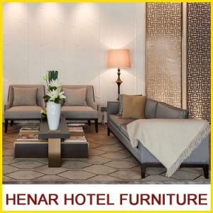 Wooden Frame Grey Linen Couch Sofa Set for Hotel Resort