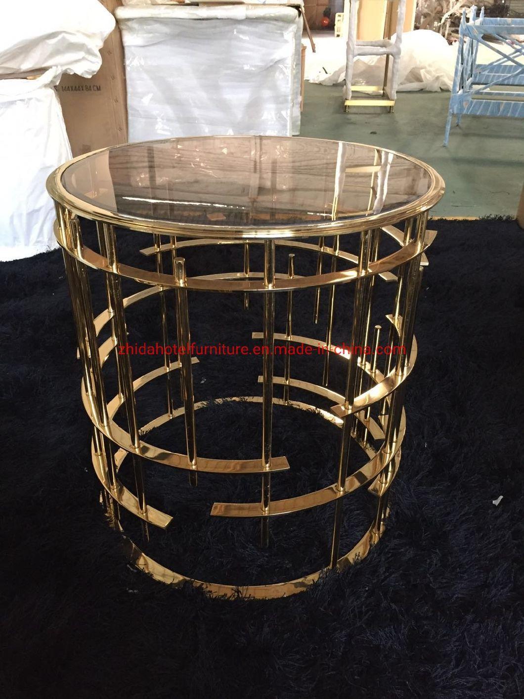 Luxury Dubai Golden Stainless Steel Leg European Style Coffee Table