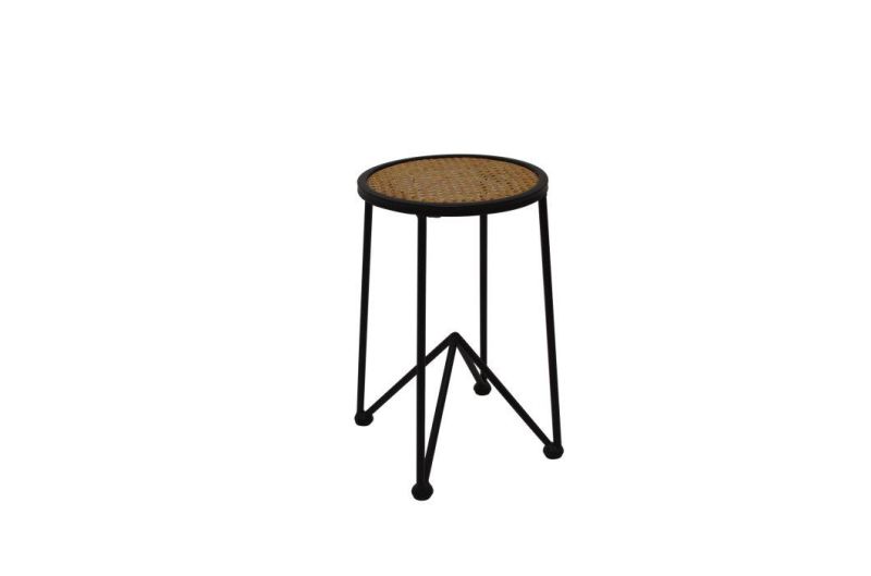 Ironwork Stool with Rattan Weave Cushion New Design