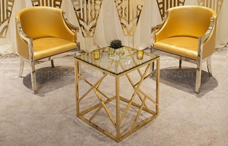 Hotel Furniture High Quality Stylish Glass Side Table Gold