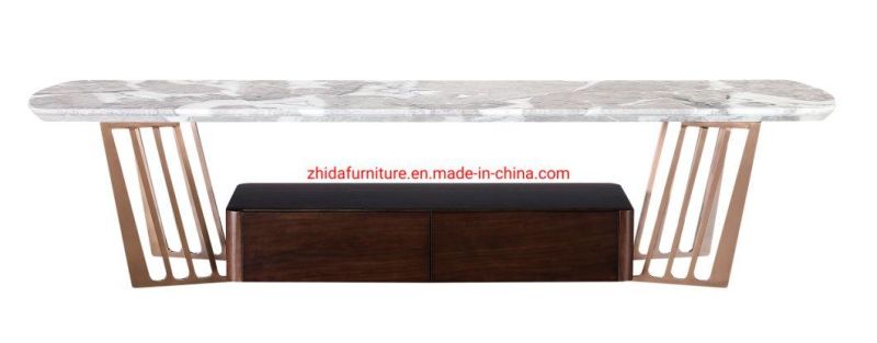 Home Furniture Marble Top Living Room Furniture Wooden TV Stand