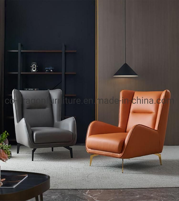 Luxury Home Furniture Metal Legs Leather Leisure Chair with Arm