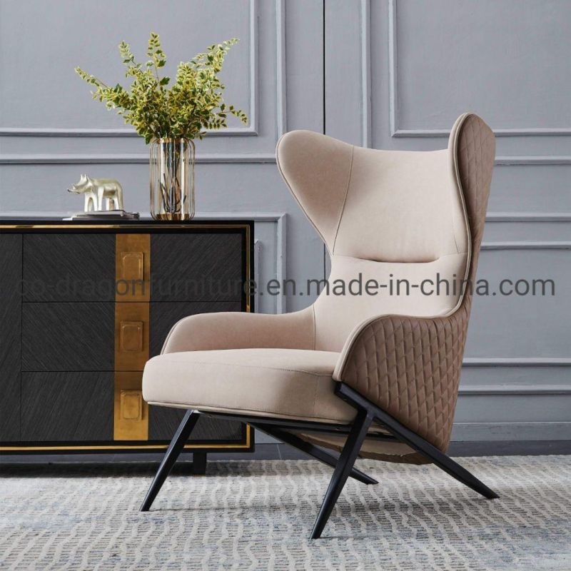 Luxury Home Furniture Metal Legs Leather High Back Leisure Chair