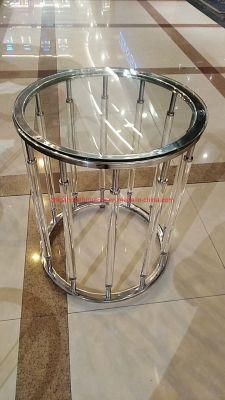 Luxury Round Coffee Table Sets Living Room Stainless Steel Furniture Marble Glass Side Table