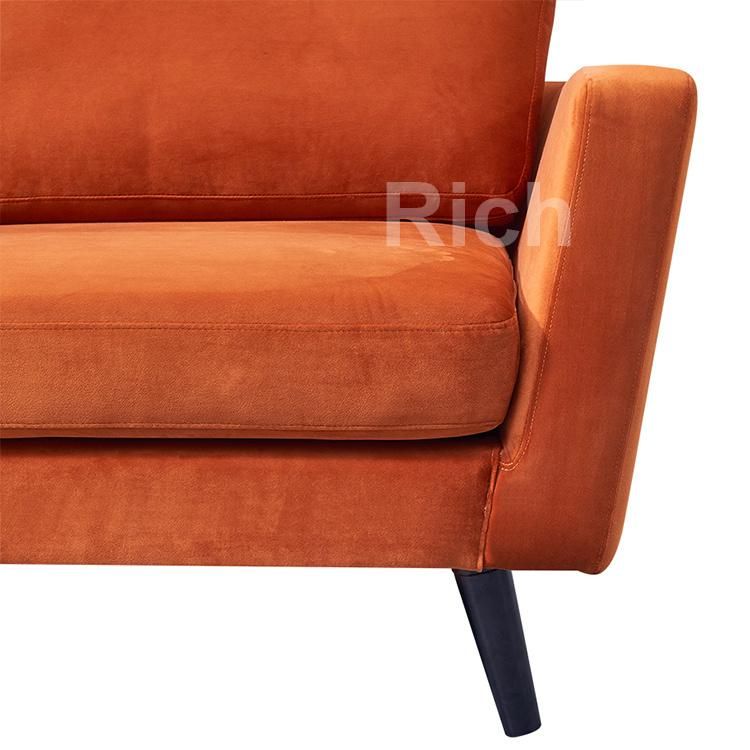 Living Room Furniture Orange Armchair Modern Velvet One Seater Sofa