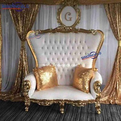 French Luxury High Quality Two Seat White High Back Throne Chair Sofa