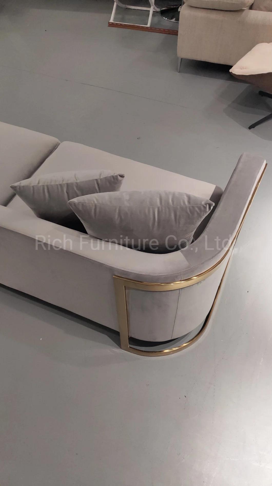 Luxury Modern Living Room Furniture Couch Fabric Velvet Cover Nordic Sofa with Golden Base