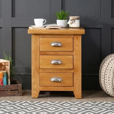 Oak 3 Drawer Bedside Table