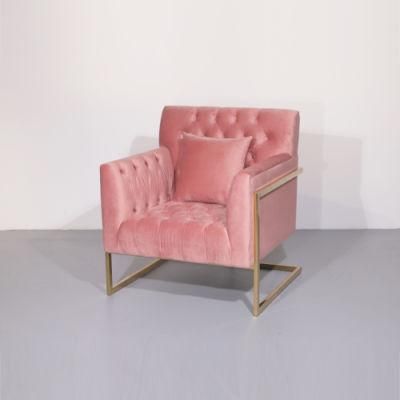 Italy Sofa Furiniture Set Tufed Armchair Couch with Luxury Golden Base