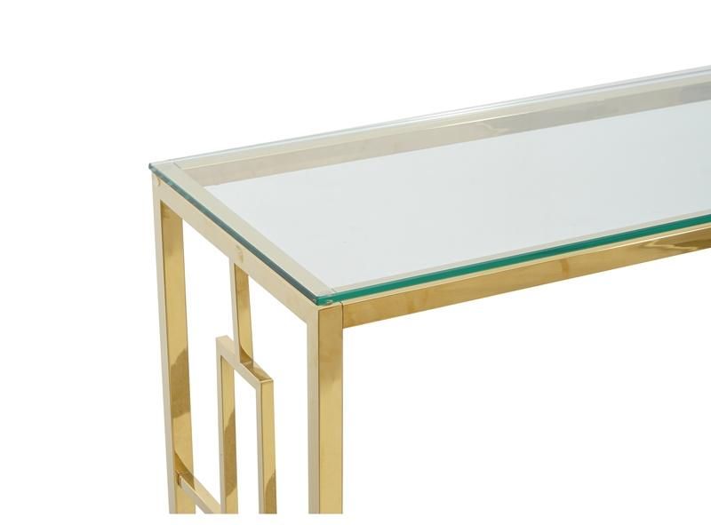 Luxury Clear Glass Top Golden Stainless Steel Base Hallway Corner Tall Decorative Living Room Console Table