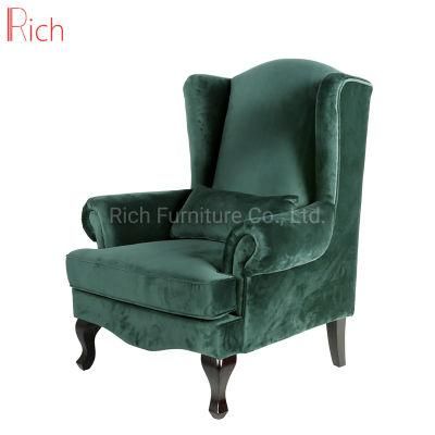 European Style Living Room Furniture Green Velvet High Back Sofa