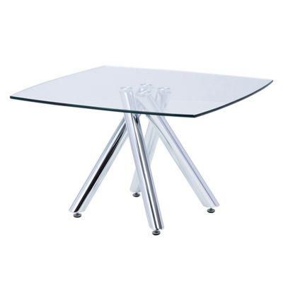 High Quality Living Room Furniture Rectangle Tempered Glass Modern Coffee Table with Chrome Legs