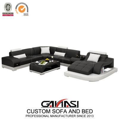 Italian Sectional Sofa 7 Piece Home Leather Chesterfield Sofa with Side Table