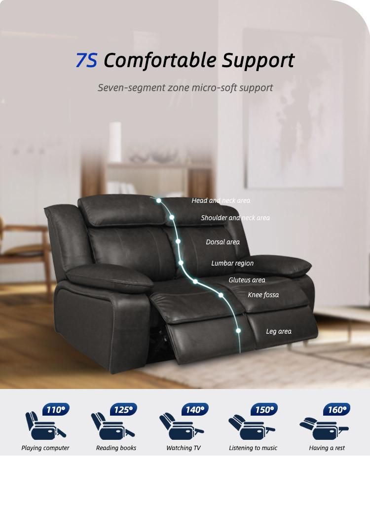 Healthtec Relax Customized Living Room Furniture Leather Recliner Sofa Set