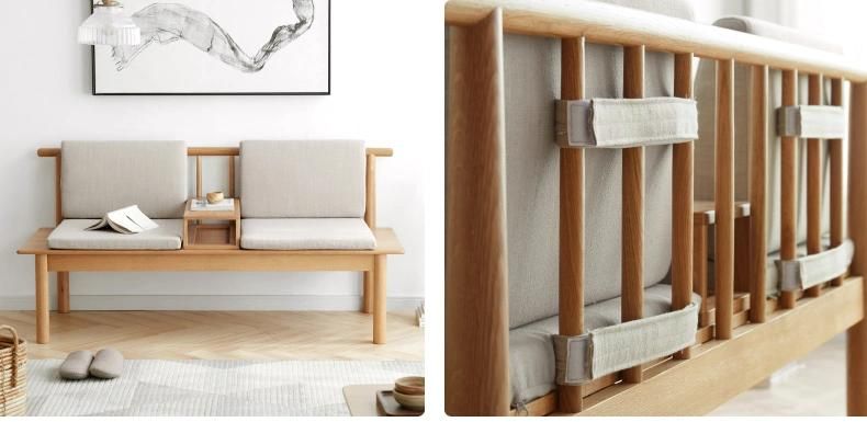 Modern Sofa with Back Sofa Chair Removable Armrests, Wood Legs