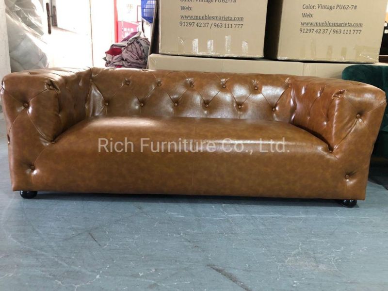 Living Room Furniture Black Velvet Fabric Plush Tufted Leisure Chesterfiled Sofa Couch Bench