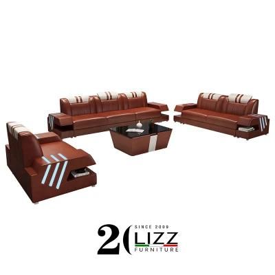 Australia Hot Sale Modern Living Room Leather LED Sofa Set Couch