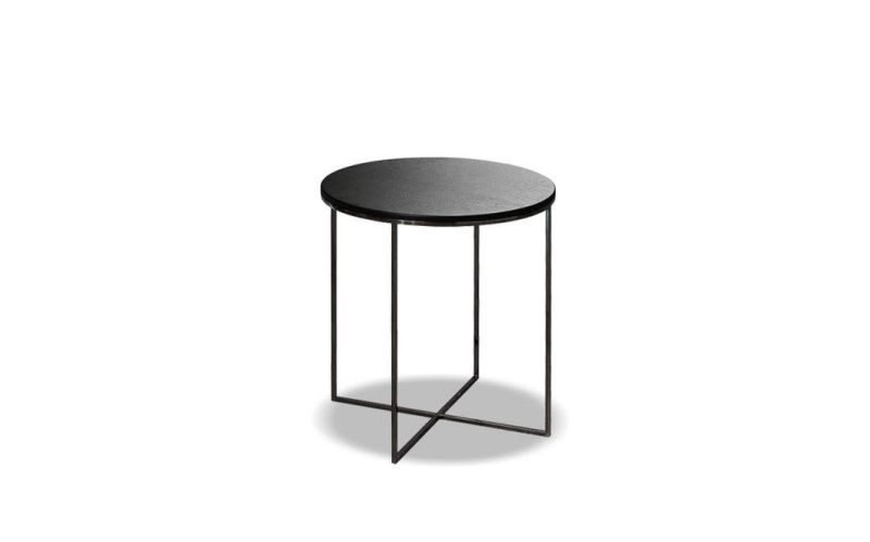 MFC-006b Side Table /MDF with Burned Oak Venner//Natural Steel Coating Base