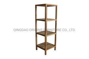 D1011 4-Tier Strip Solid Oiled Walnut Wood Bathroom Shelf Unit