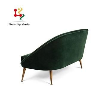 Modern Home Furniture Green Upholstered Metal Legs 2 Seats Couch Sofa