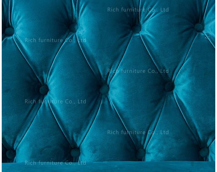 Foshan Home Decor Leisure Furniture Blue Modern Sofa Velvet