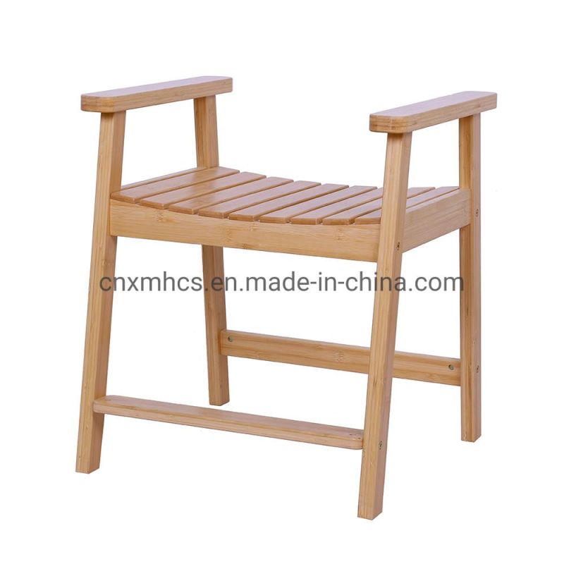 Bamboo Shower Chair for Adults Bathroom Bench SPA Stool Wood Bath Seat Indoor & Outdoor Use