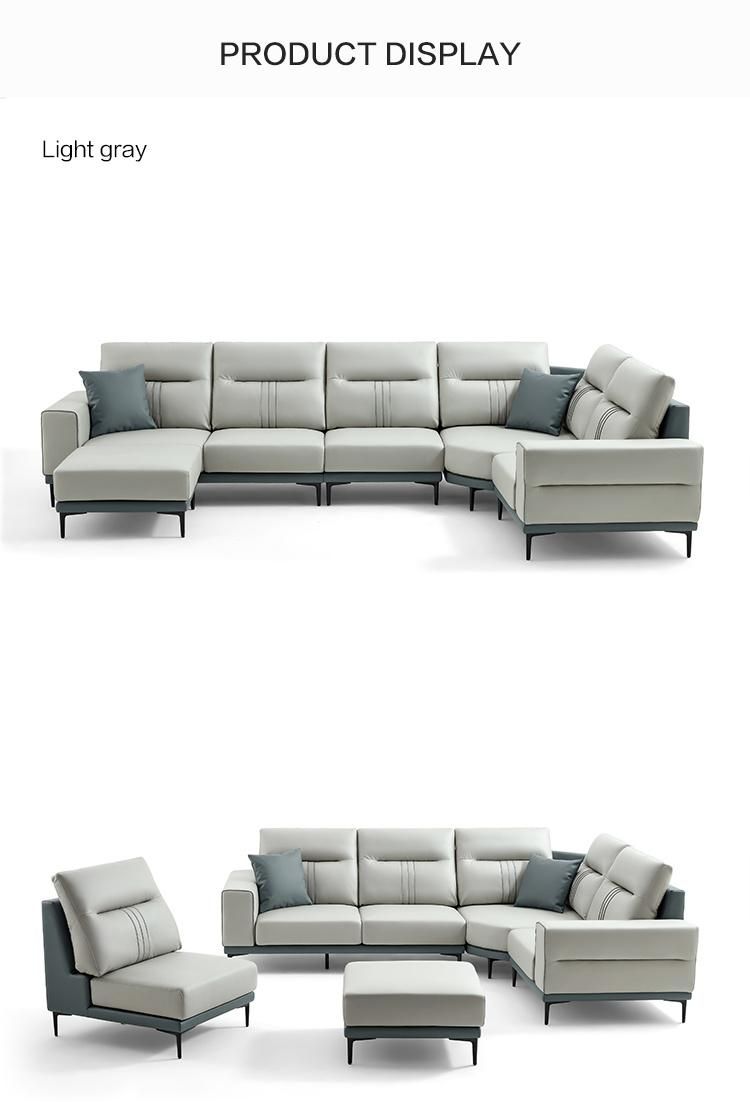 Linsy Luxury Italian Living Room Leather U Shaped Designs Couch Furniture Sofa Set Tbs061