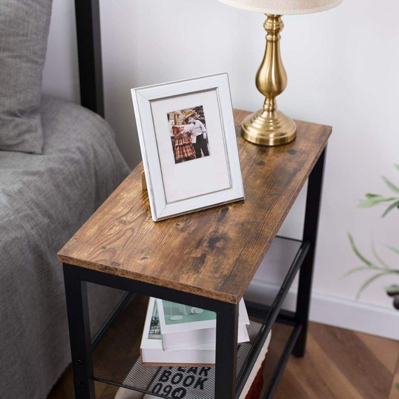 Industrial Style Wood Bedside Cabinet with Metal Legs