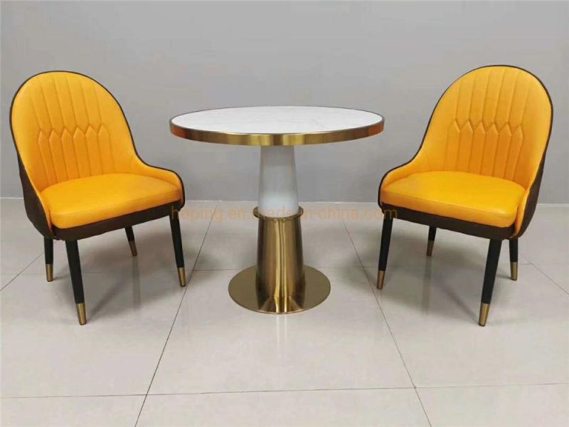 50 Cm Top Two Chair Table Set Marble Coffee Table for Hotel Home Furniture